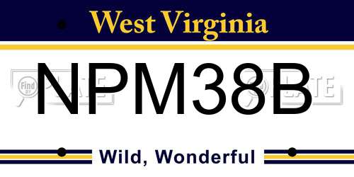 NPM38B West Virginia License Plate