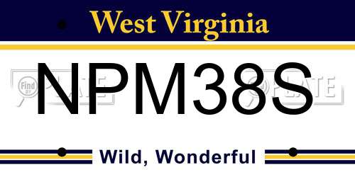 NPM38S West Virginia License Plate