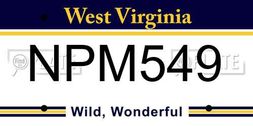 NPM549 West Virginia License Plate