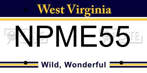 NPME55 West Virginia License Plate