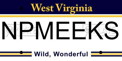 NPMEEKS West Virginia License Plate