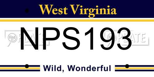 NPS193 West Virginia License Plate