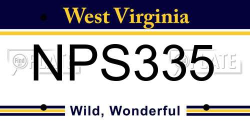 NPS335 West Virginia License Plate