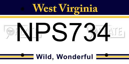 NPS734 West Virginia License Plate