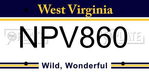 NPV860 West Virginia License Plate