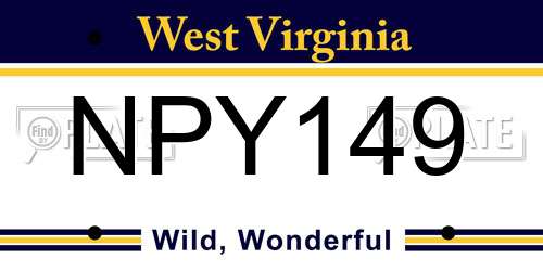 NPY149 West Virginia License Plate