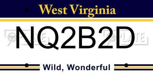 NQ2B2D West Virginia License Plate