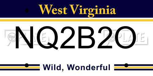 NQ2B2O West Virginia License Plate