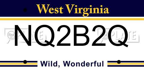 NQ2B2Q West Virginia License Plate
