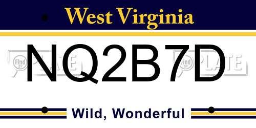 NQ2B7D West Virginia License Plate