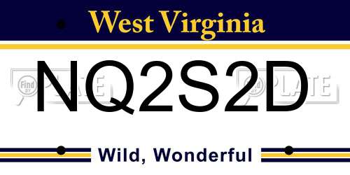 NQ2S2D West Virginia License Plate