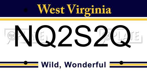 NQ2S2Q West Virginia License Plate