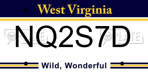 NQ2S7D West Virginia License Plate