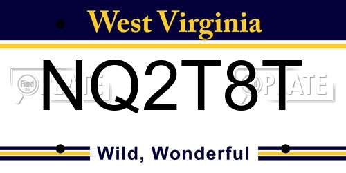 NQ2T8T West Virginia License Plate