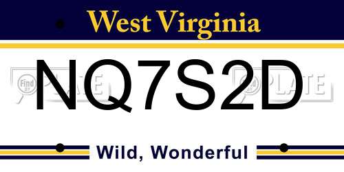 NQ7S2D West Virginia License Plate