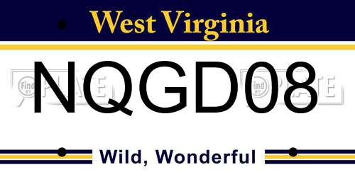 NQGD08 West Virginia License Plate
