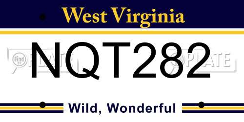 NQT282 West Virginia License Plate