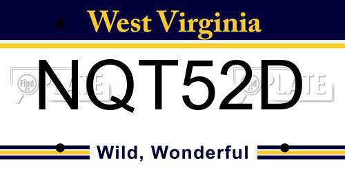 NQT52D West Virginia License Plate