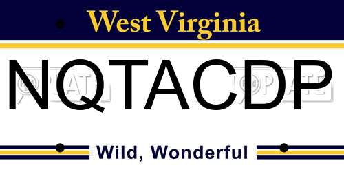 NQTACDP West Virginia License Plate