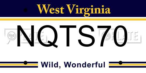 NQTS70 West Virginia License Plate
