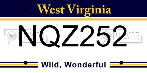 NQZ252 West Virginia License Plate