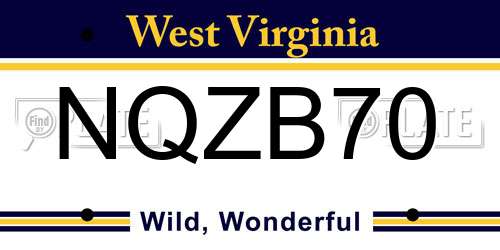 NQZB70 West Virginia License Plate