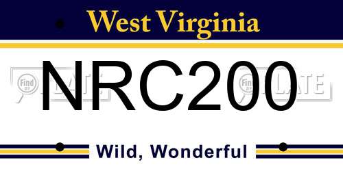 NRC200 West Virginia License Plate