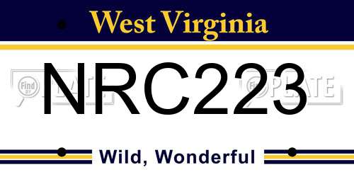 NRC223 West Virginia License Plate