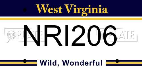 NRI206 West Virginia License Plate