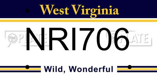 NRI706 West Virginia License Plate