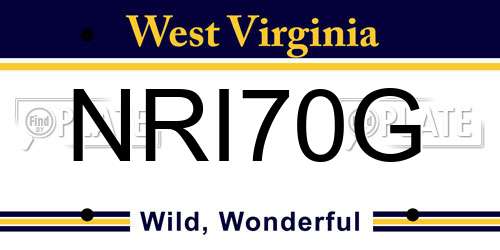NRI70G West Virginia License Plate