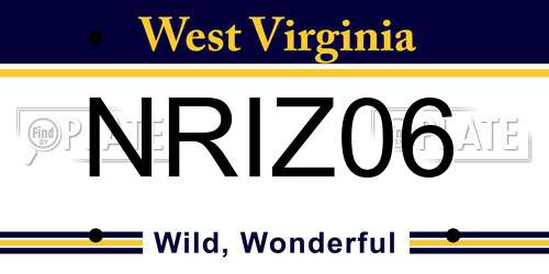 NRIZ06 West Virginia License Plate