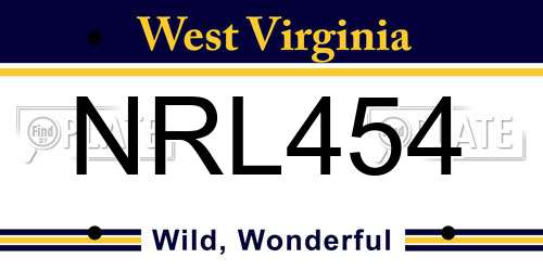 NRL454 West Virginia License Plate