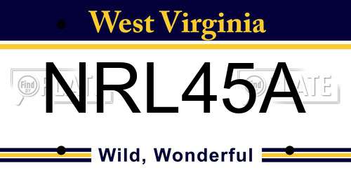 NRL45A West Virginia License Plate