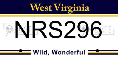 NRS296 West Virginia License Plate