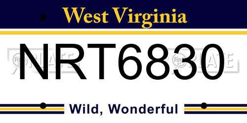 NRT6830 West Virginia License Plate