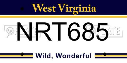 NRT685 West Virginia License Plate
