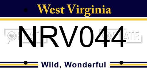NRV044 West Virginia License Plate