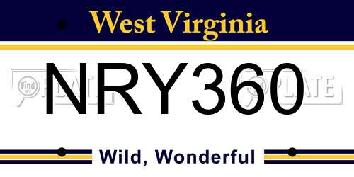 NRY360 West Virginia License Plate