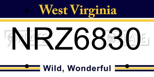 NRZ6830 West Virginia License Plate