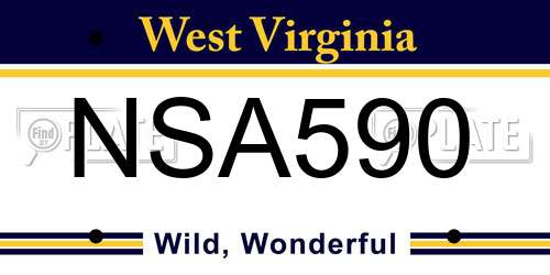 NSA590 West Virginia License Plate