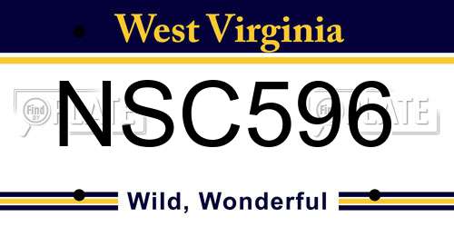 NSC596 West Virginia License Plate