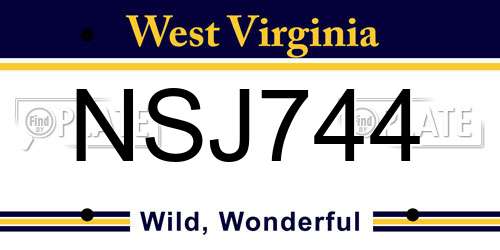 NSJ744 West Virginia License Plate
