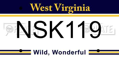 NSK119 West Virginia License Plate