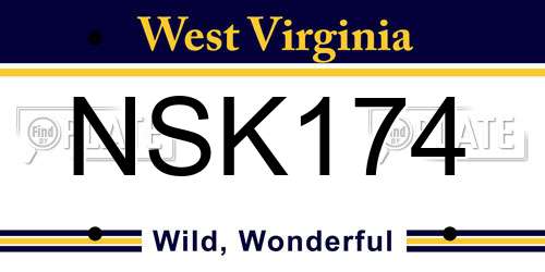 NSK174 West Virginia License Plate
