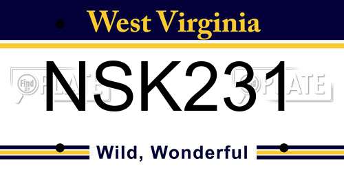 NSK231 West Virginia License Plate