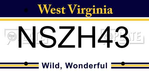 NSZH43 West Virginia License Plate