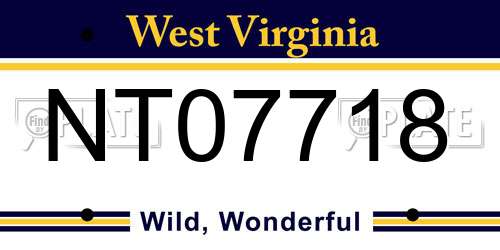 NT07718 West Virginia License Plate