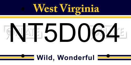 NT5D064 West Virginia License Plate