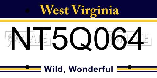 NT5Q064 West Virginia License Plate